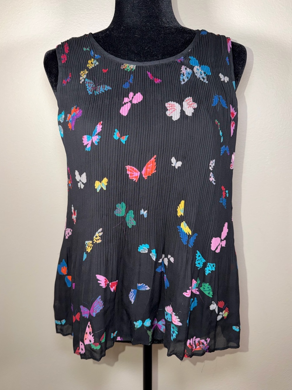 Cable & Gauge Ribbed Butterfly Flowy Whimsical Fairy Tank Top Blouse Preppy Boho